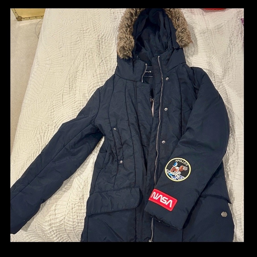 Navy dark Blue Opus Parka with NASA Patches Size 38 EU/ US size 8/10